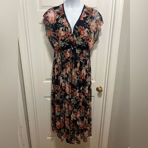 Floral Navy and Pink Women's Dress